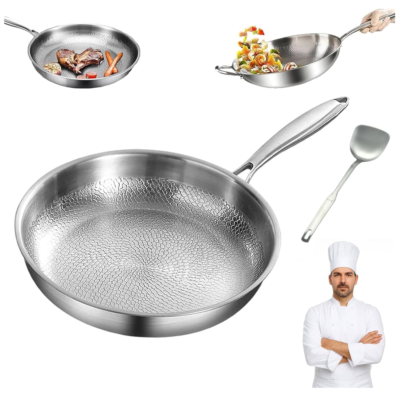 Platefull Titanium Pan, 2026 Upgrade To 100% Non-toxic Platefull Titanium Frying Pans with Shovel, 12"Non Stick Chemical-Free, Extreme Heat-Resistant & Lasts A Lifetime (No Lid,11.02In)