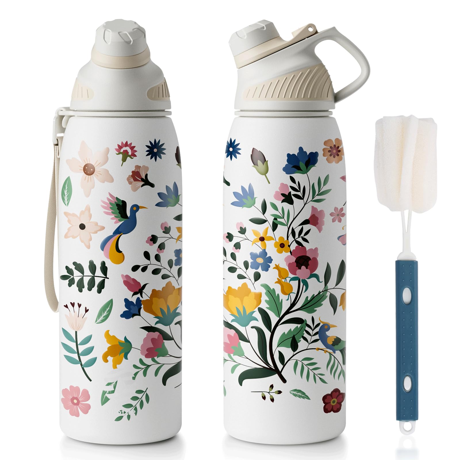 Fjbottle Borraccia Termica 1 litro con Tappo magnetico, Bottiglia Termica Senza BPA/Senza Perdite Borracce acciaio inox per Scuola, Sport, Palestra, Ciclismo