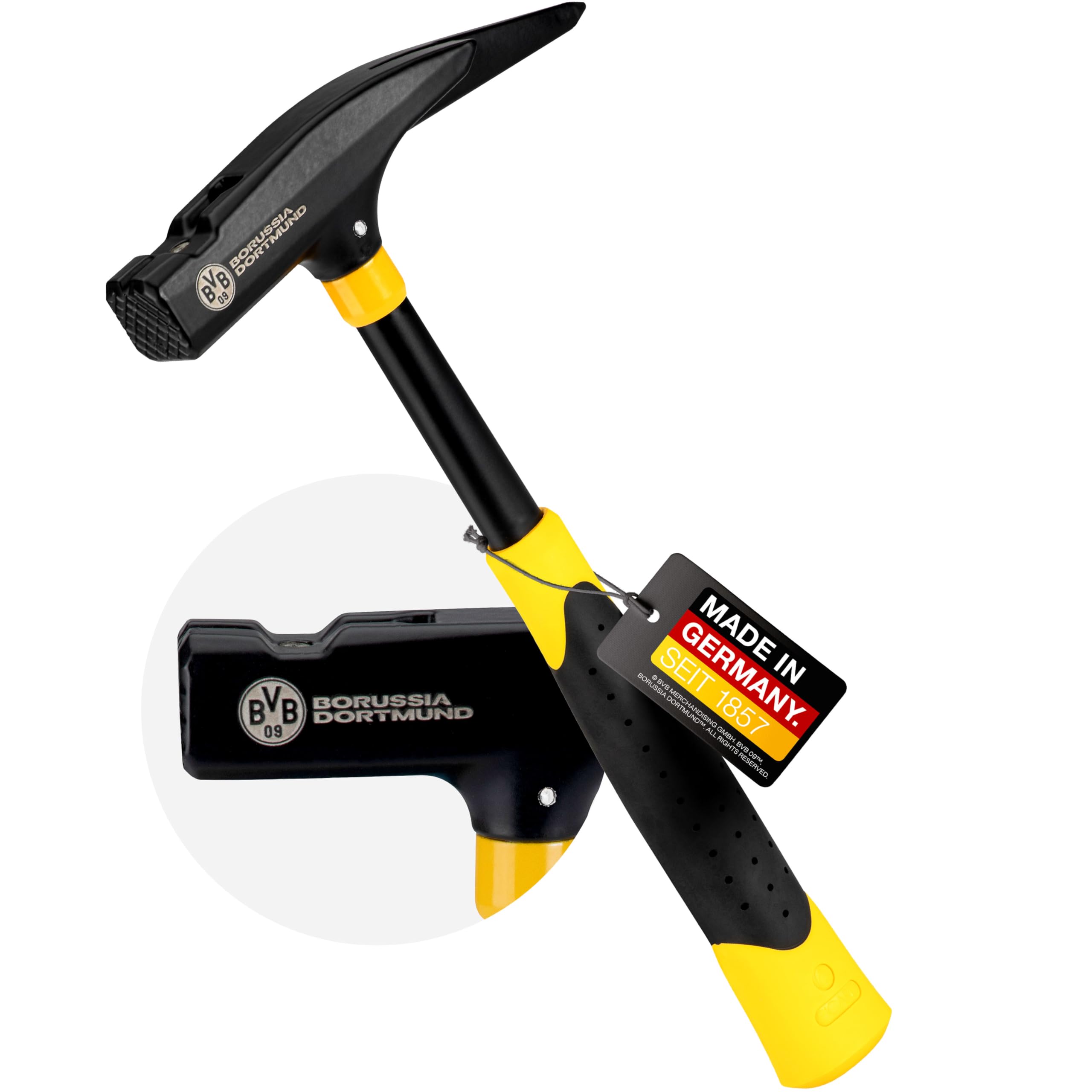 PICARD Martello da carpentiere BVB Edition n. 620M | Martello da carpentiere in design ufficiale del Borussia Dortmund | Prodotto con licenza per veri fan del Borussia | Martello per professionisti |