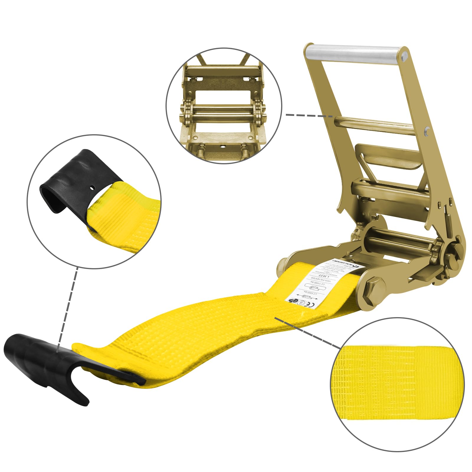 4Pack 2in 30ft Ratchet Strap Flat Hook Yellow | Heavy Duty Flatbed Straps for Trailer Tie Down Straps Box Truck Accessories Cargo Loading 10000lbs Breaking Load 4Pack 2in 30ft Ratchet Strap Flat Hook Yellow | Heavy Duty Flatbed Straps for Trailer Tie Down Straps Box Truck Accessories Cargo Loading 10000lbs Breaking Load
