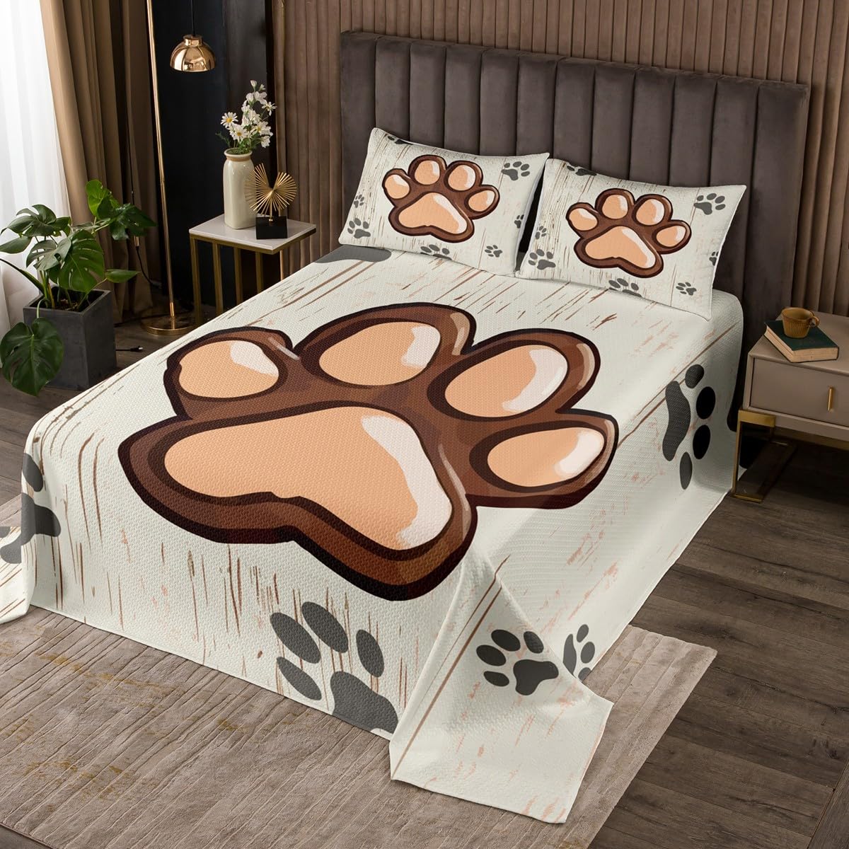 Couvre-lit imperméable imprimé dog paw pour protéger le lit des animaux de compagnie