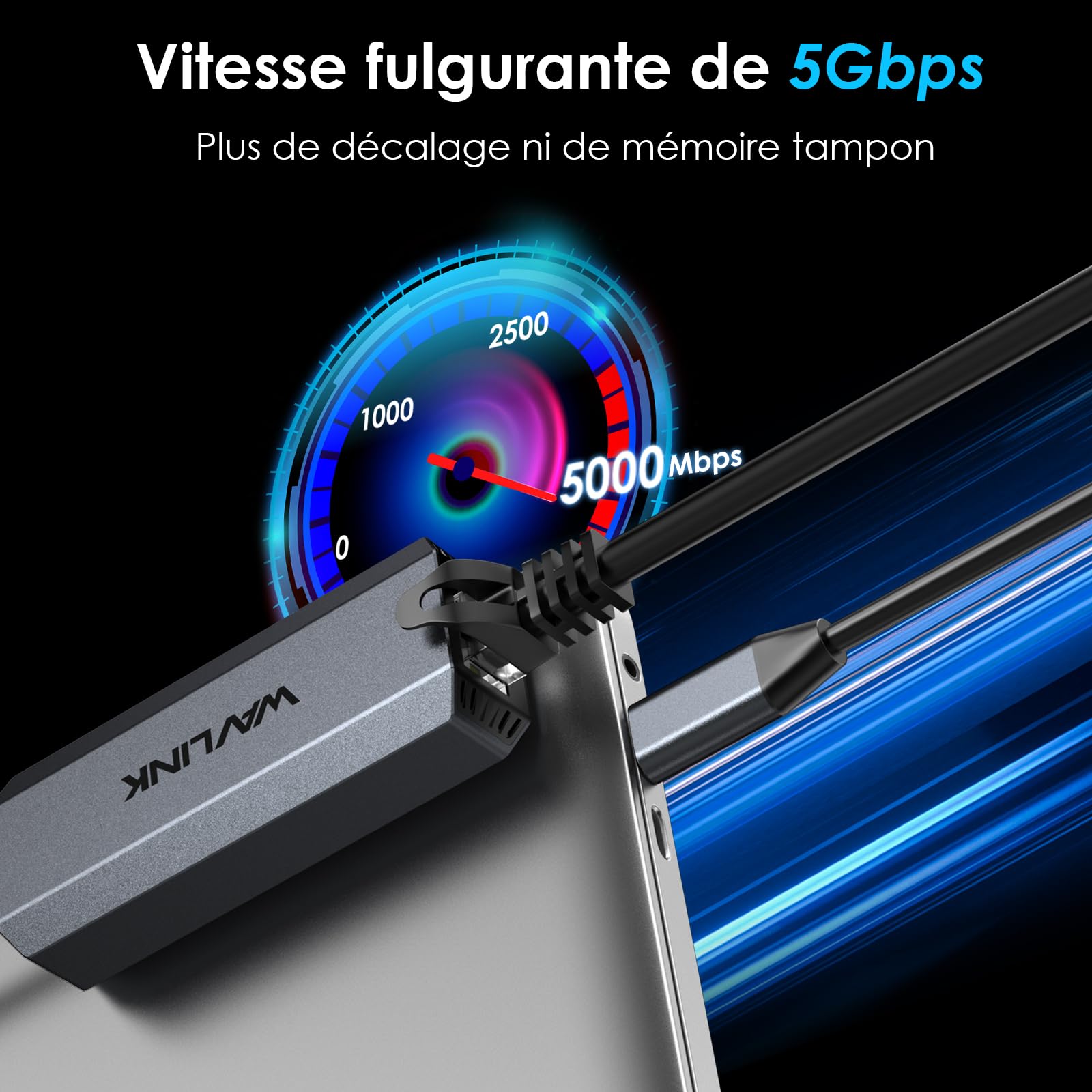 WAVLINK Adaptateur USB C vers Ethernet 5G pour Ordinateur Portable, Compatible avec MacBook, XPS, iPad Pro