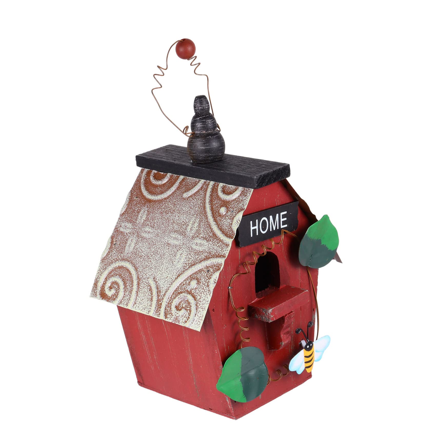 Hohopeti Garden Wooden Bird House Pendant Charming Outdoor Decoration Rustic Bird Nest Hanging Ornament Unique Wooden House Design for Home Garden Decor