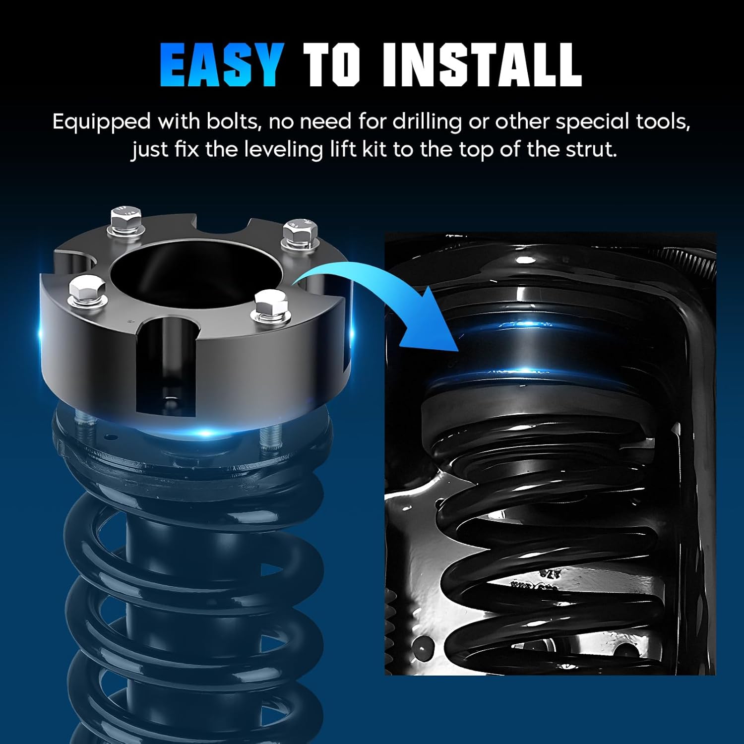 3" Front & 2" Rear Leveling Lift Kit for Dodge Ram 1500 4WD 4X4 2009-2010, Forged Strut Spacers Suspension Fit for Ram 1500 (fit for New Body Style) 2019-2023, 1500 2011-2018 4WD, 4PCS
