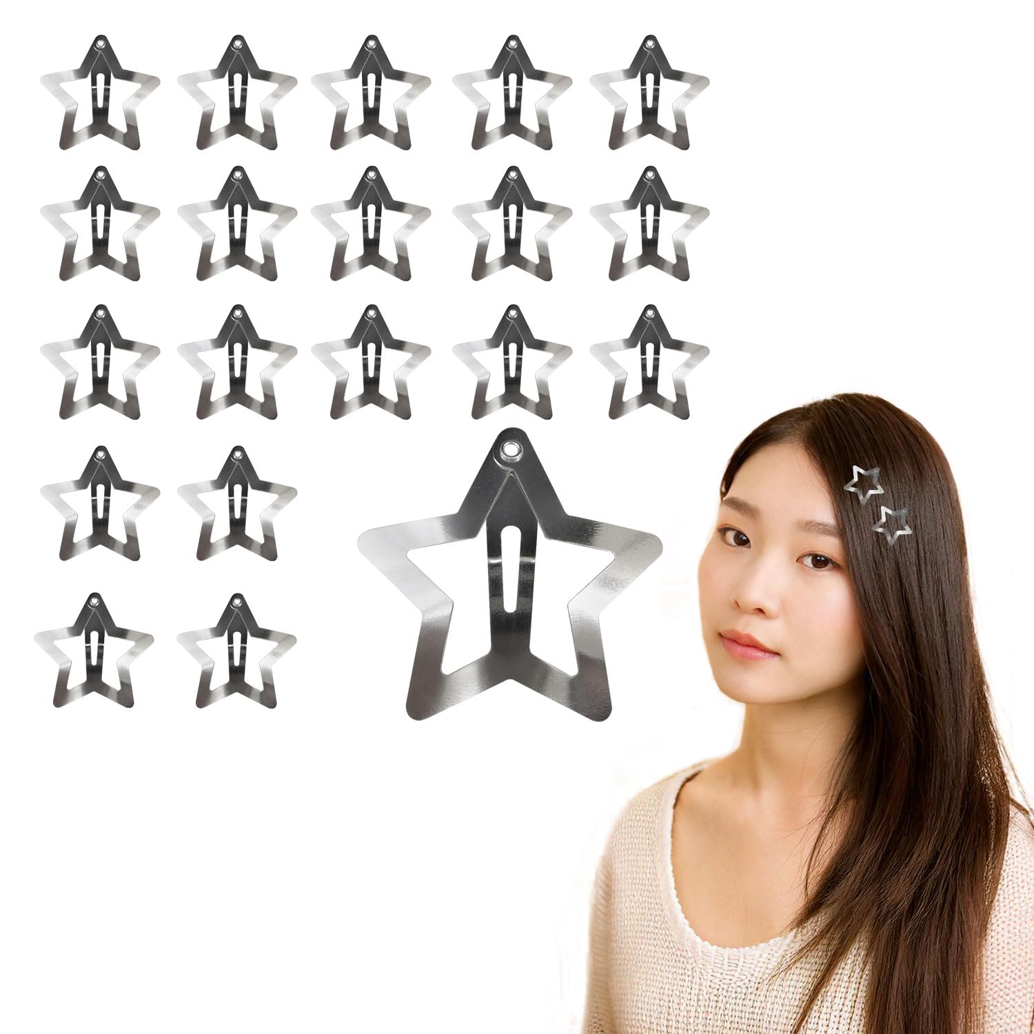 Amazon.co.jp: ヘアクリップ パッチンピン 星 五芒星 33mm 20個入り