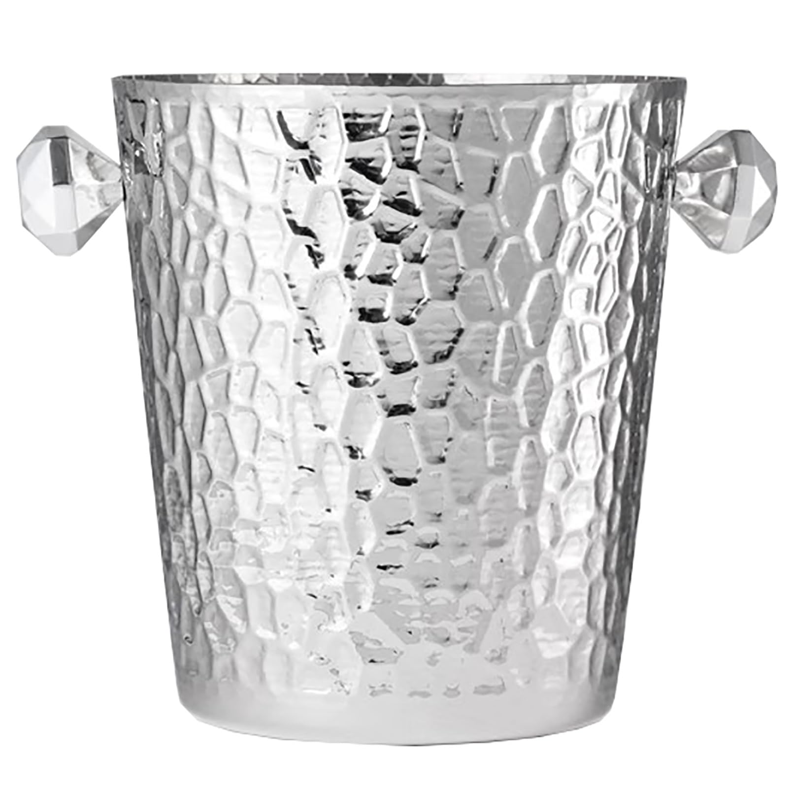 Isolierter Edelstahl-Eiskübel, Wein- und Sektkühler mit Hammermuster, für Partys, Bars und Zuhause Eiswürfelbehälter(Silver)