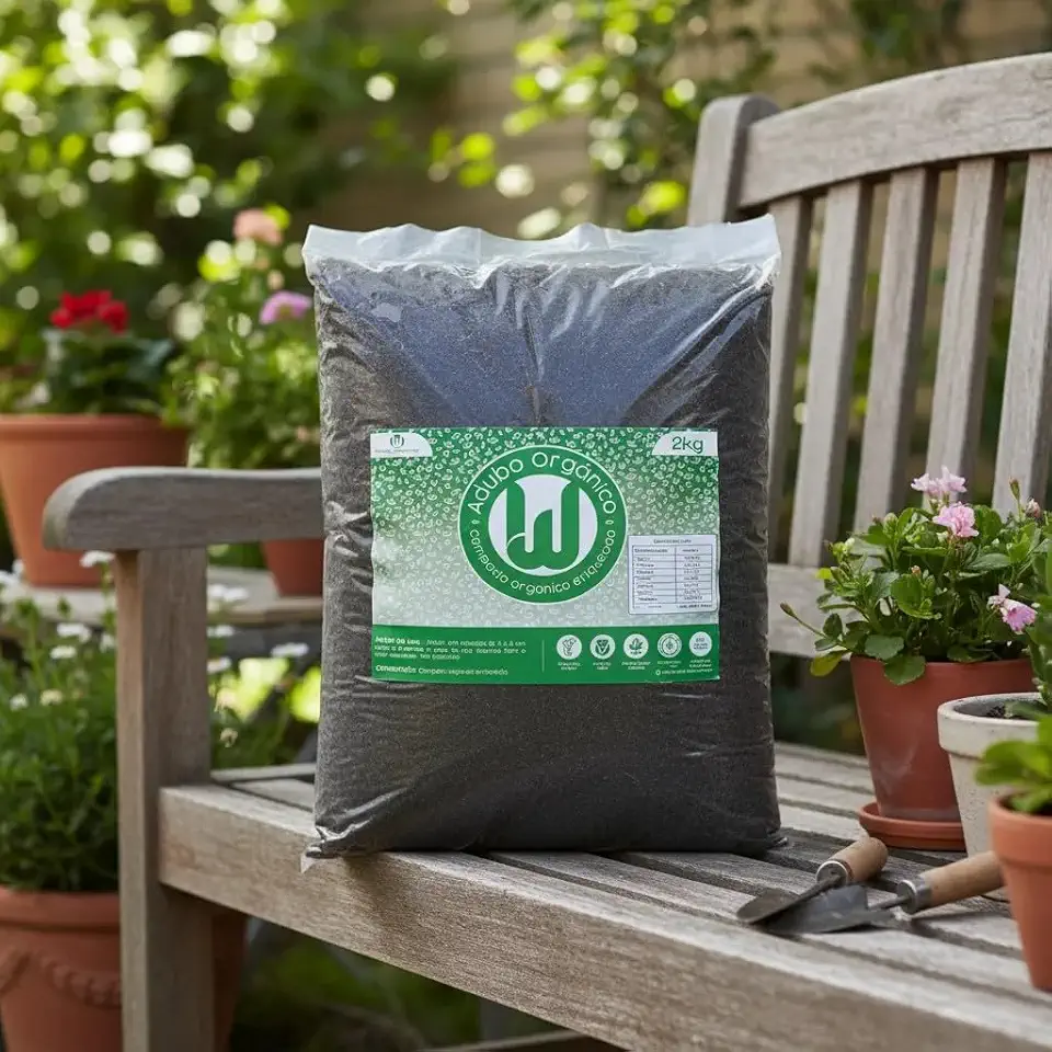 Adubo Orgânico, Composto Orgânico Enriquecido, Fertilizante Natural para Plantas, Flores e Vegetais, 2.0 kg, Nutrição Gradual, Agricultura Sustentável