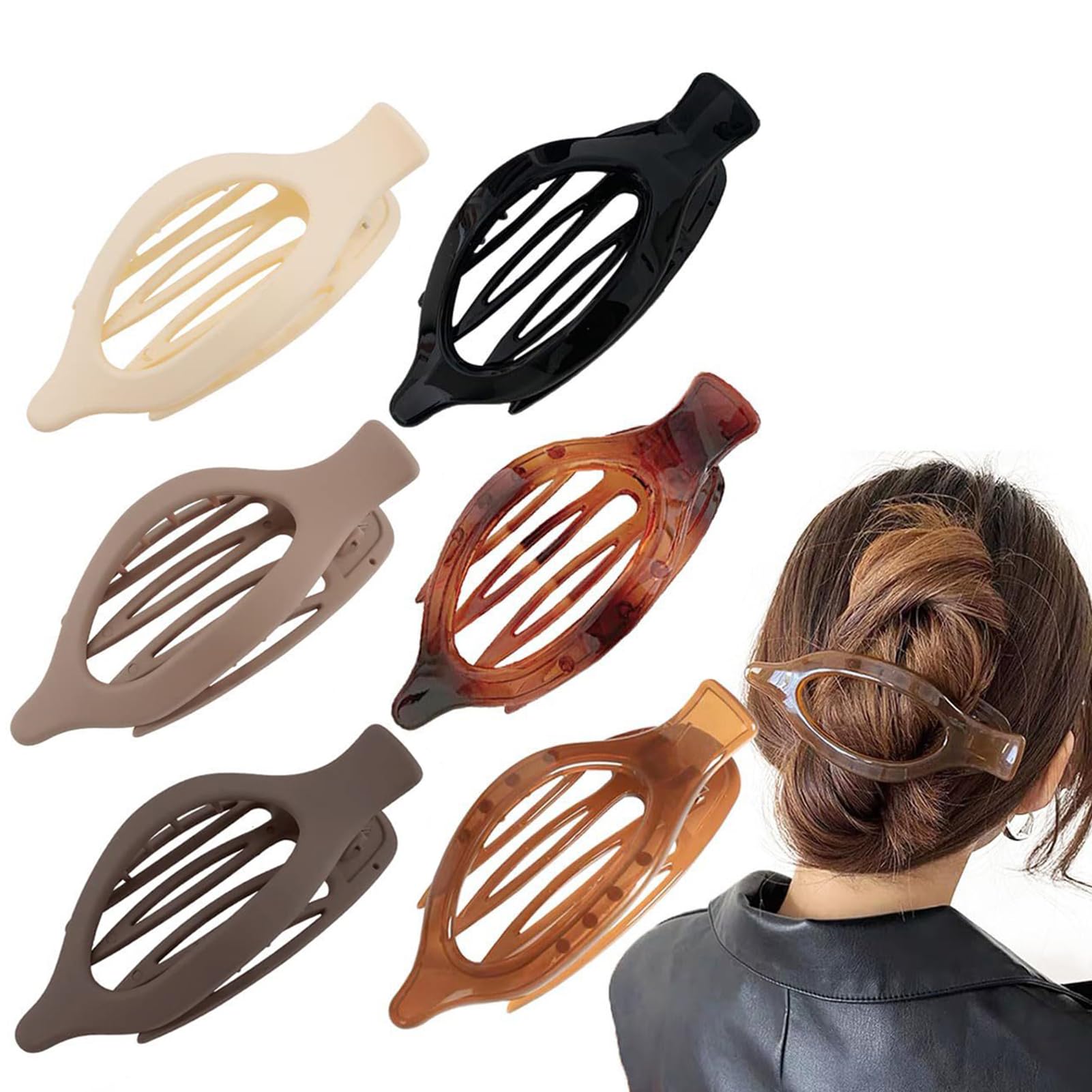 6Pcs Flat Hair Clips for Women, BetterJonny Curved Hair Clips Lay Down Claw Clips Alligator Clips Hair Accessories for Women Girls