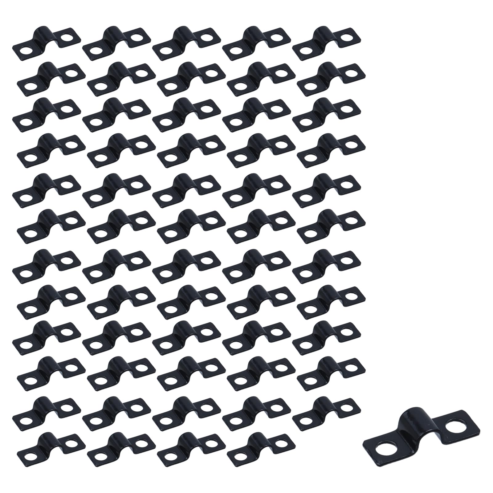 1/4 Inch Conduit Clamps 60Pcs, Iron Pipe Strap Clamp, Two Hole U Bracket for Pipe, Tube, Cable, or Wire Cord Installation, Black Conduit Clip