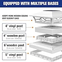 Vista 5 de VOLISUN Luz Solar para Poste Impermeable al Aire Libre: Cambio de Color RGB - Luces Intermitentes de Tapa Solar para Cerca 4 Unidades Blancas