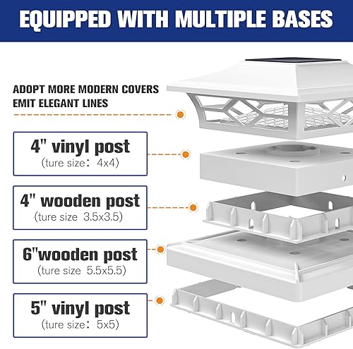 Miniatura 5 de VOLISUN Luz solar para poste impermeable al aire libre cambio de color RGB - Luces solares intermitentes de tapa de valla 8 unidades blancas para