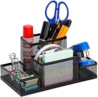 Porta Caneta, Organizador de Mesa Multiuso em Metal Telado, Porta Clips, Bloco de Notas e Acessórios, Design Moderno para Escritório e Home Office, Cesto Premium