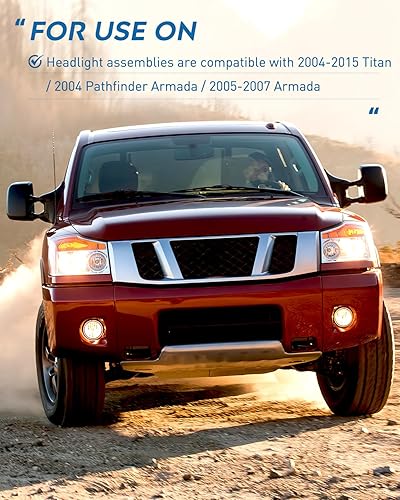 Miniatura 6 de Nilight Conjunto de faros delanteros compatible con Nissan Titan 2004-2015 2004-2007 Armada 2004-2004 Pathfinder Armada 2004 - 2004 - 2015, carcasa