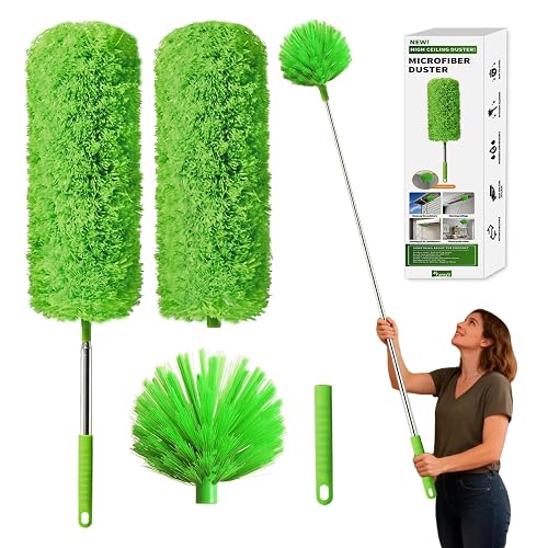 Cobweb Duster with Extension Pole, Washable Cleaning Duster Kit with