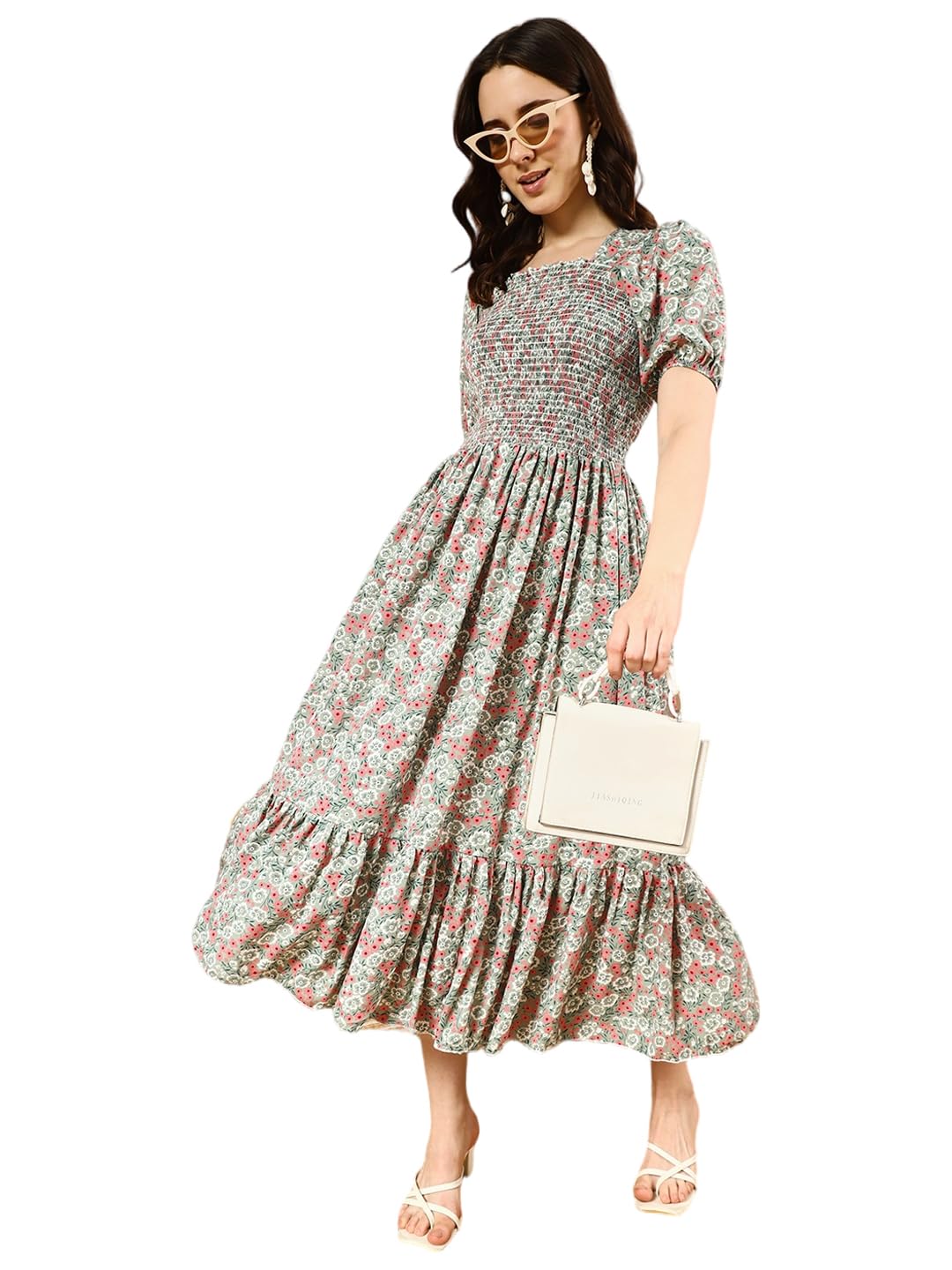 KUDUZOWomen's Print Maxi Dress - Stylish, Lightweight Fabric, Comfortable Fit, Versatile Design, Elegant Look Long Kurtis|Western Tops for Girls|Gown|Maxi Dress Crop top|Party Dress Dress