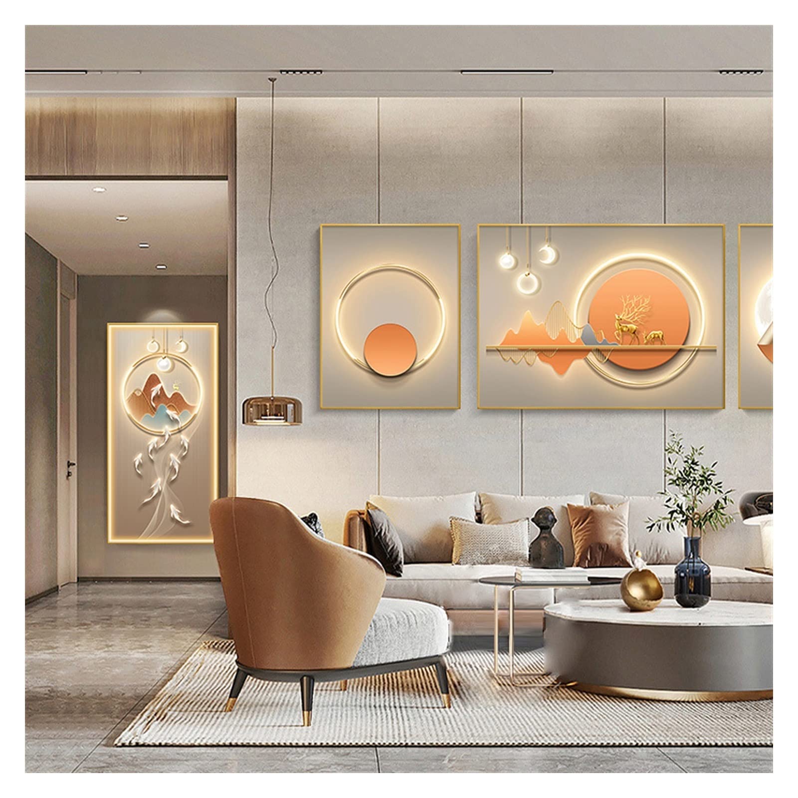 Amazon.co.jp: 装飾画 九魚図玄関装飾画ランプ絵画モダンなリビング