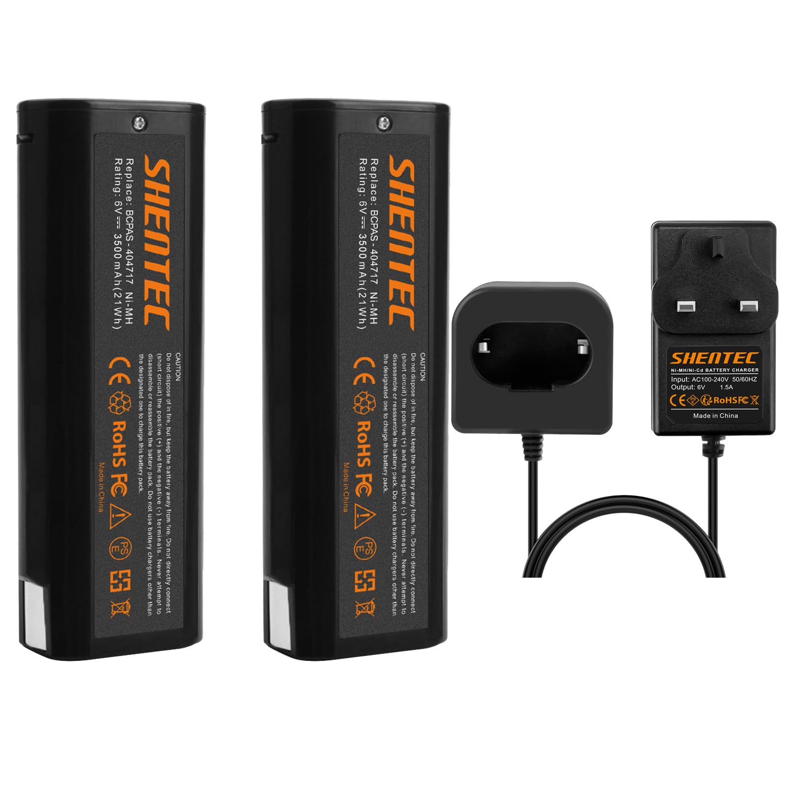 2Pack Shentec Charger 6V 3500mAh Ni-MH Battery Compatible with Paslode 404717 B20544E BCPAS-404717 404400 900400 900420 900600 901000 902000 B20720 CF-325 IM200 F18 IM250 IM250A IM350A IM350CT PS604N