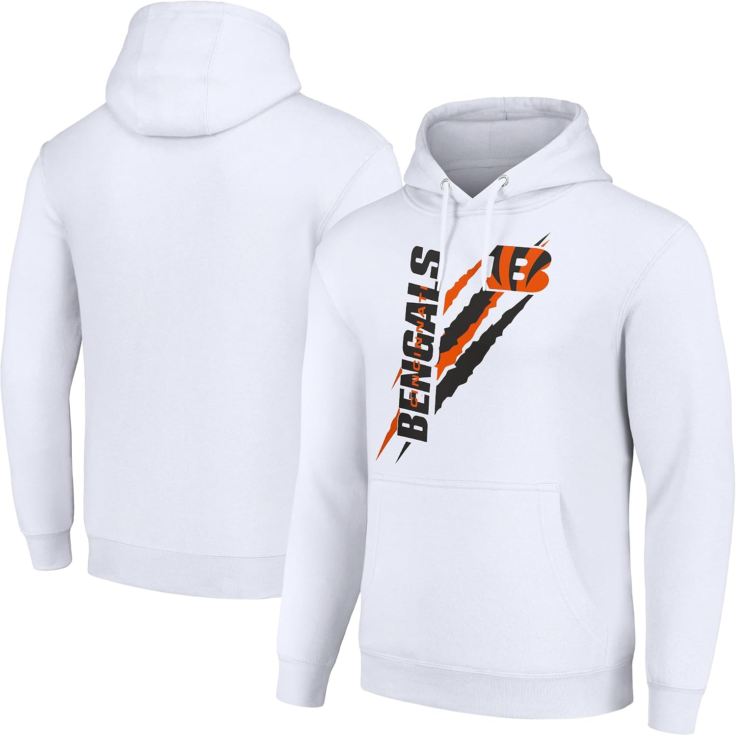 STARTER Unisex White Cincinnati Bengals Color Scratch Fleece Pullover Hoodie