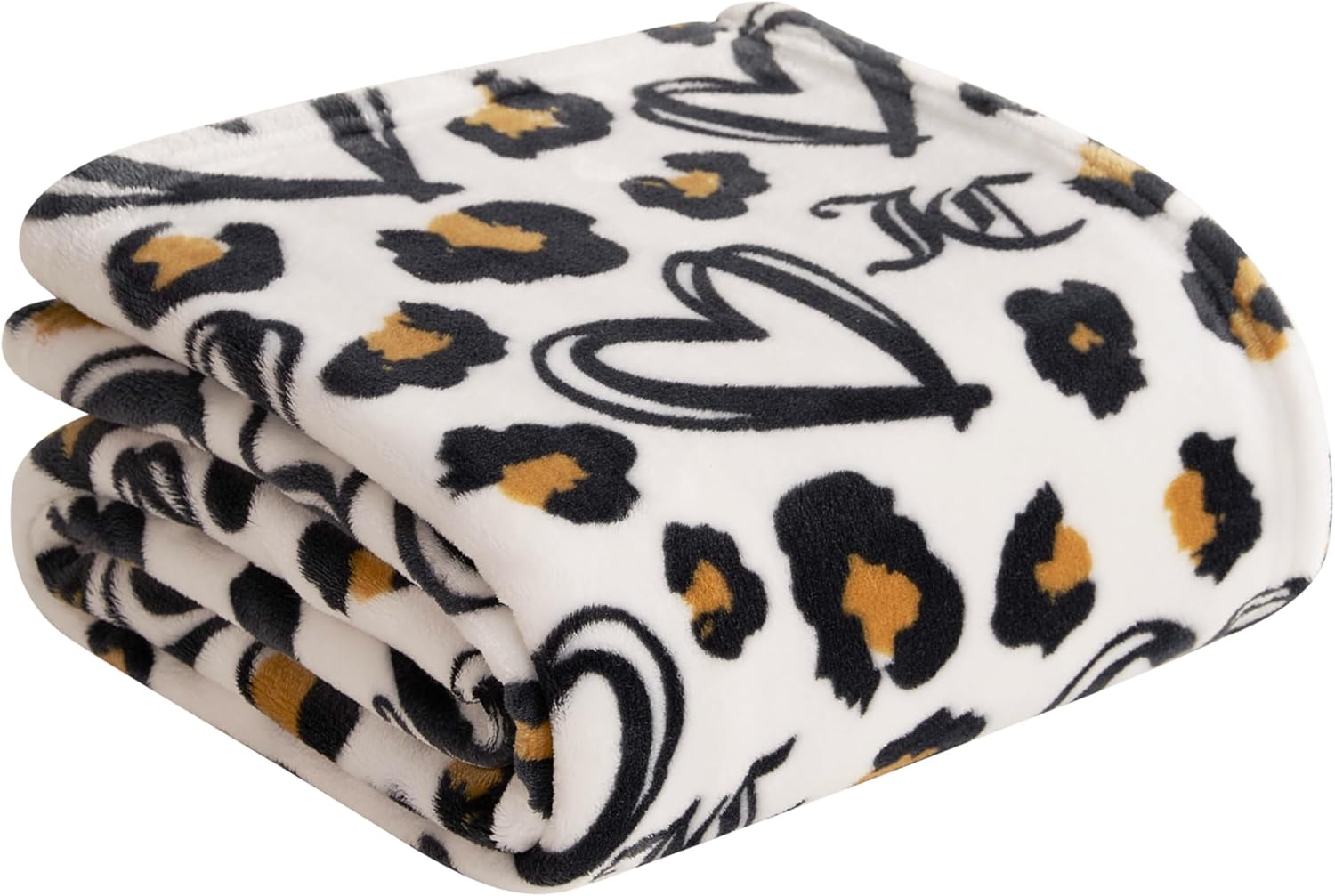 Juicy Couture Doodle Cheetah Heart 50" x 70" Plush Throw Blanket, White - Decorative Blankets for Sofas, Throws for Chairs, and Beds - Image 6