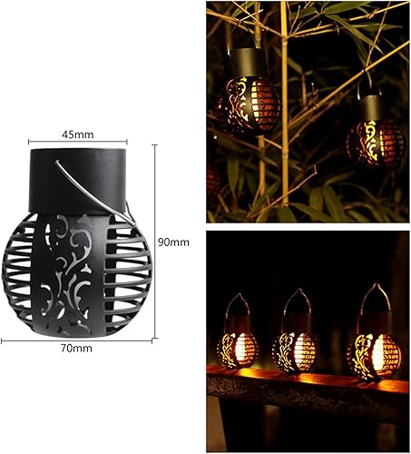 Miniatura 3 de Luces solares para exteriores, lámpara de llama de simulación, luces decorativas colgantes LED redondas, paquete de 2 luces solares de jardín, luces