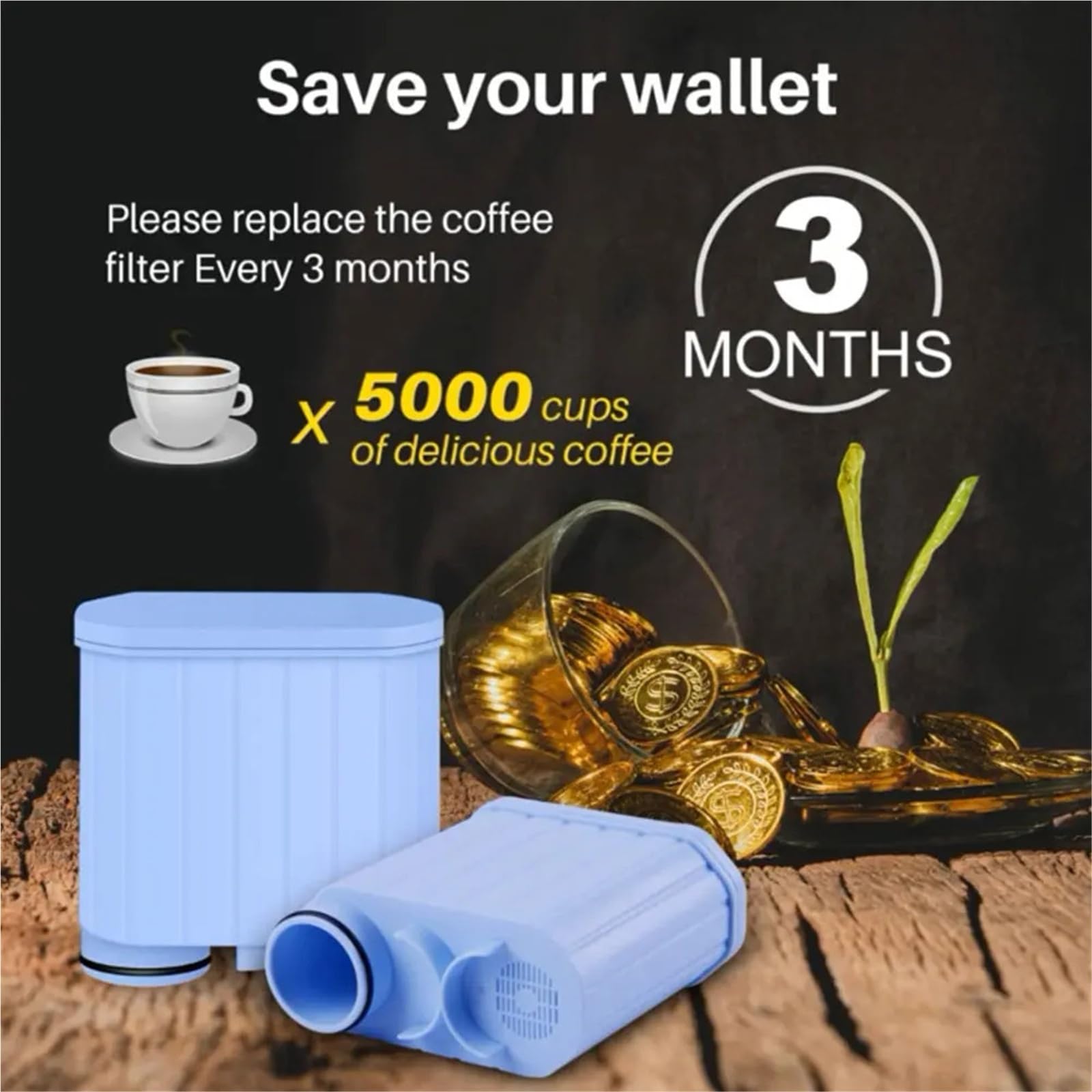 Compatibile con la cartuccia decalcificante del filtro dell'acqua di ricambio for macchina da caffè Philips Saeco AquaClean CA6903 CA6907(D)