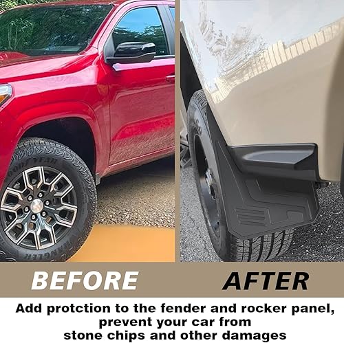 Miniatura 6 de Para 2023 Colorado Mud Flaps sin guardabarros delantero y trasero, no requiere perforación, compatible con Chevy Colorado sin Fender Flare 2023 2024