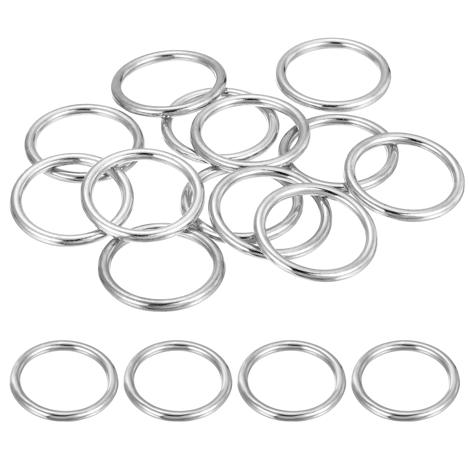 DEFANEX 15 Pcs Metal O Rings Multi-Purpose Round O-Ring Welded Buckle Loop Ring (20mm ID, 26mm OD, 3mm Wire D, Silver) for Bag Macrame Pet Leashes Belts Sewing.