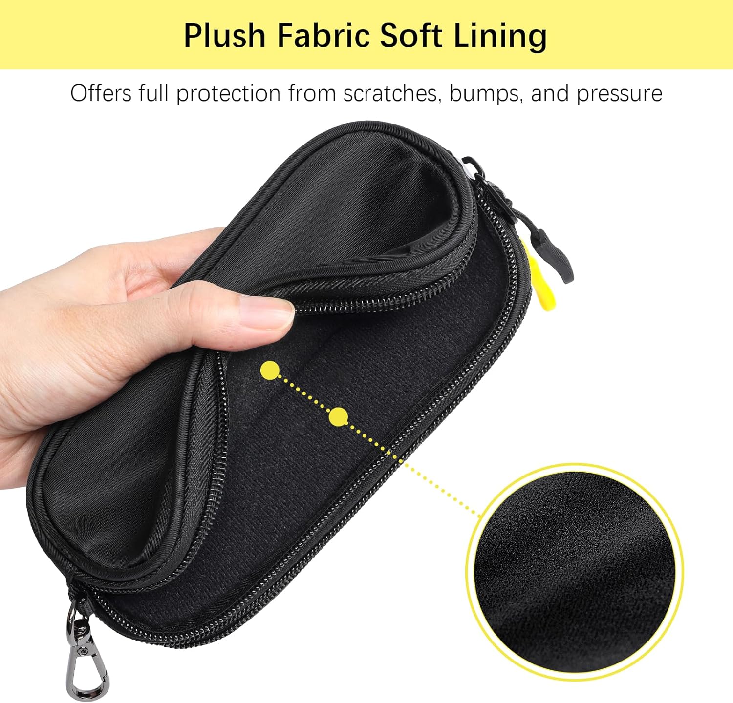 Double Glasses Case, Soft Dual Eyeglass Sunglasses Pouch, Portable Travel Eyewear Organizer Holder with Clip - Image 3