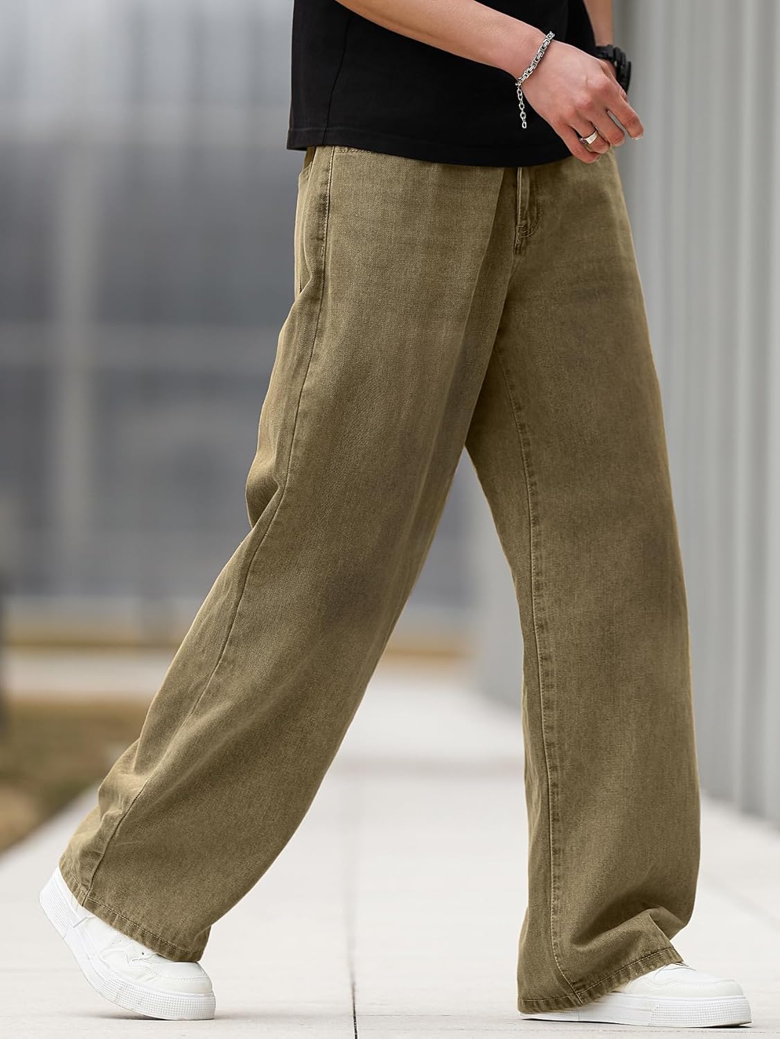 Men's Baggy Hip Hop Jeans Wide Leg Skater Denim Pants Casual Loose Fit Long Trousers Streetwear - Image 4