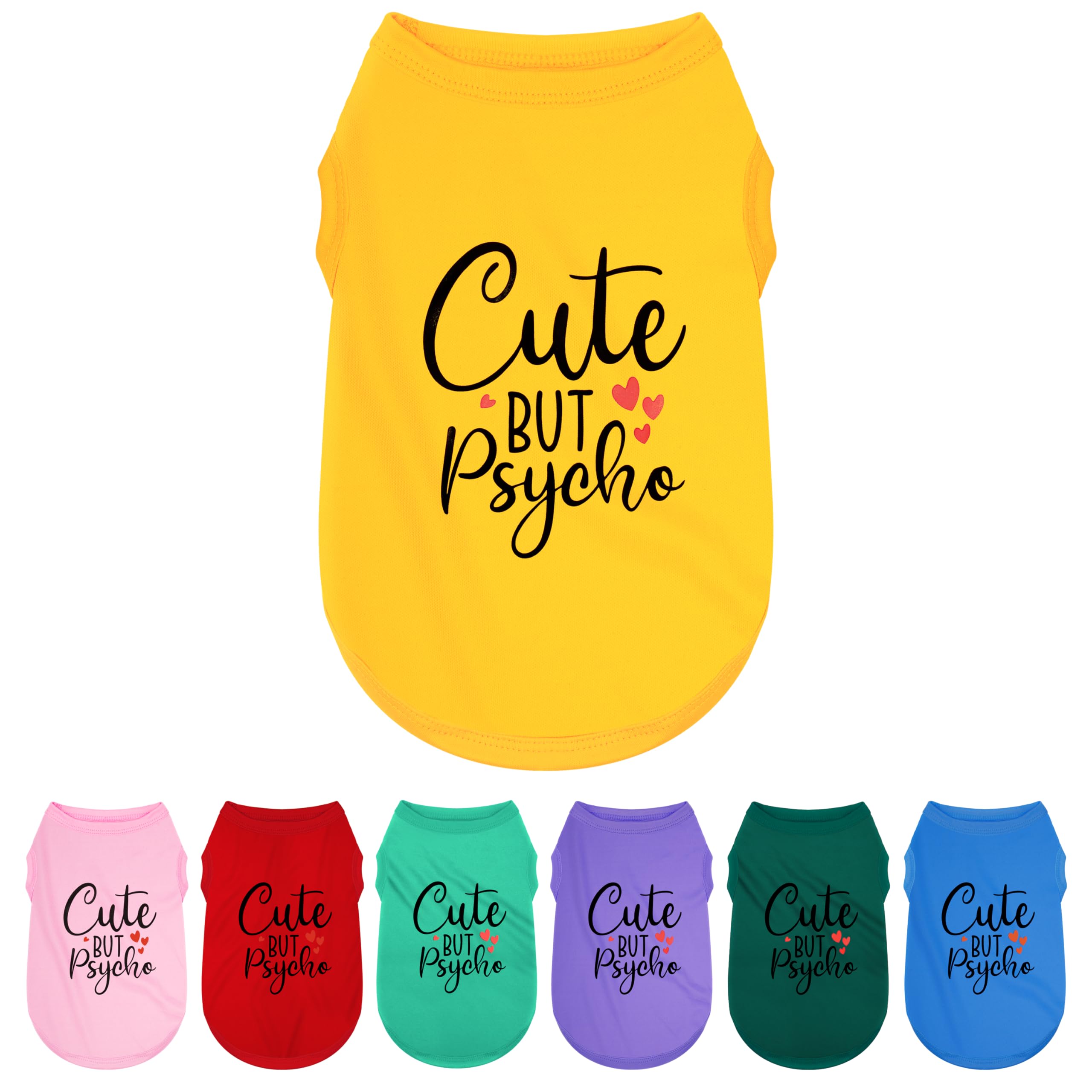 Expressive Polyester Dog Shirt Vest: Soft and Lightweight Puppy Shirt for Small and Medium Dogs, Featuring The Playful 'Cute but Psycho' Slogan Print