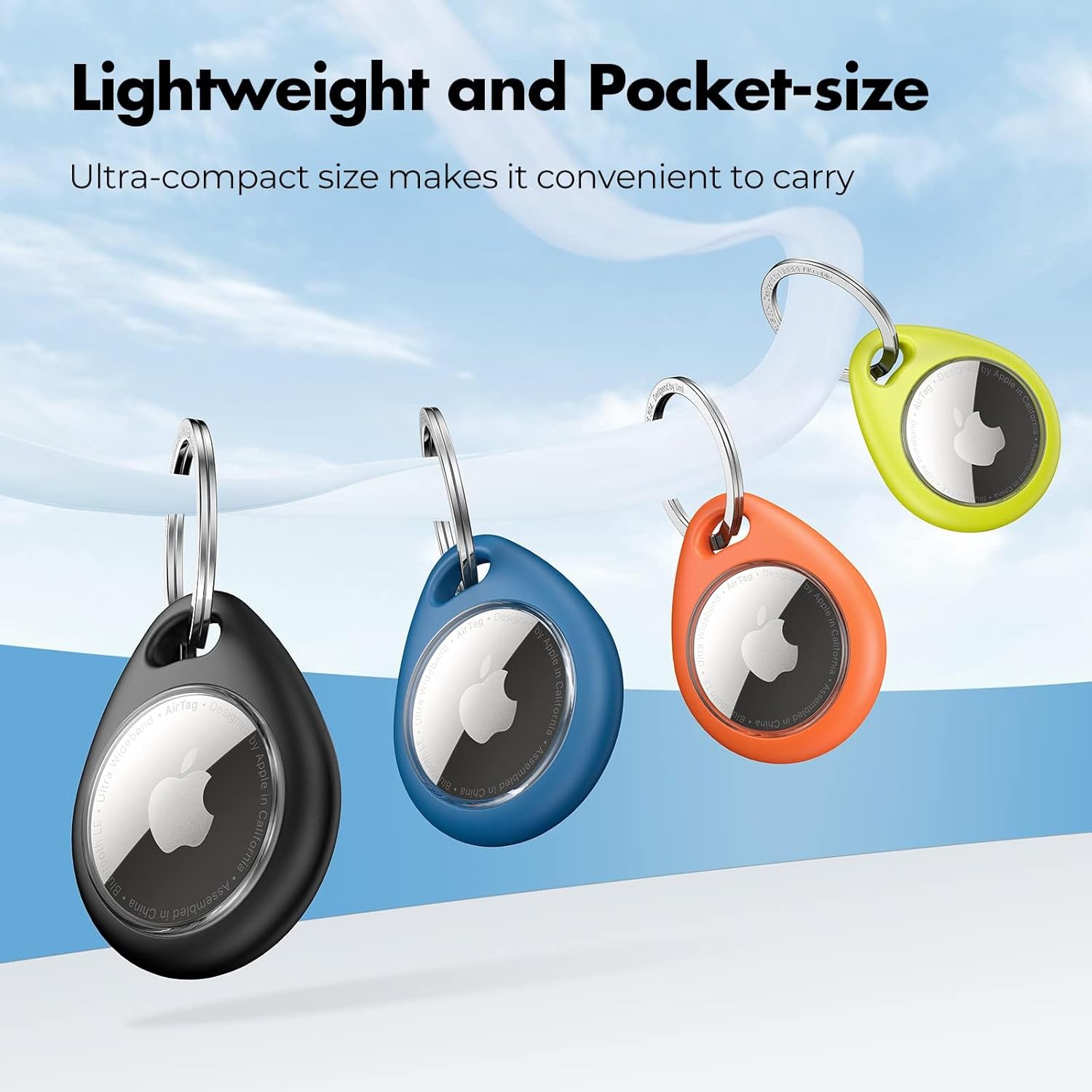 UNBREAKcable for Apple AirTag Holder - 4 Pack [Fit Tightly Design] [Easy to Install] [Hold Air Tag Securely] Waterproof TPU Shell Protective Case with 304 Stainless Steel Keychain Key Ring - Image 8