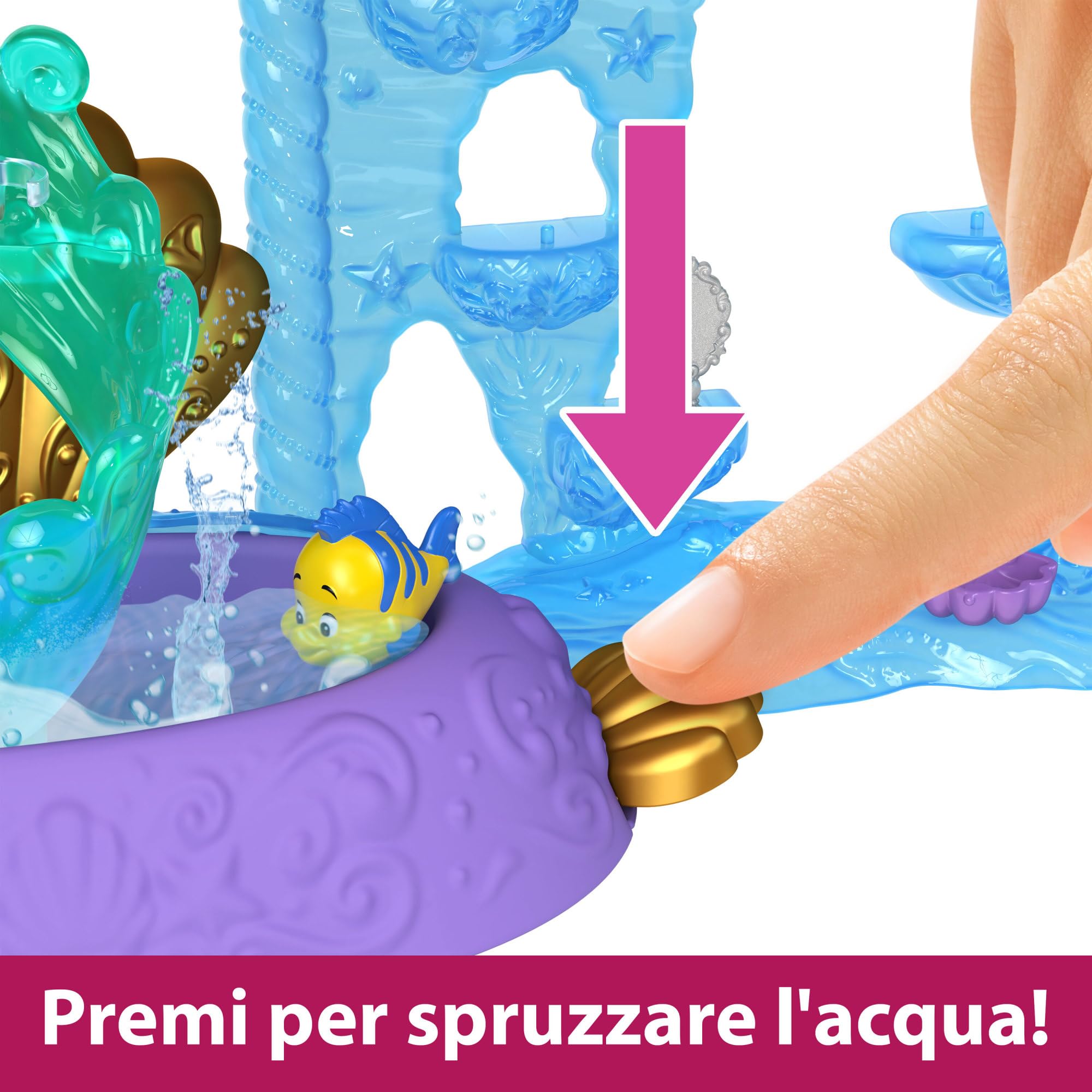 Mattel Disney Princess - Il Castello dei Due Mondi di Ariel, Set componibile Ispirato al Film, Mini Bambola e 1 Amico, 12 Accessori, 6 Aree Gioco e Piscina, Giocattolo per Bambini, 3+ Anni, HLW95
