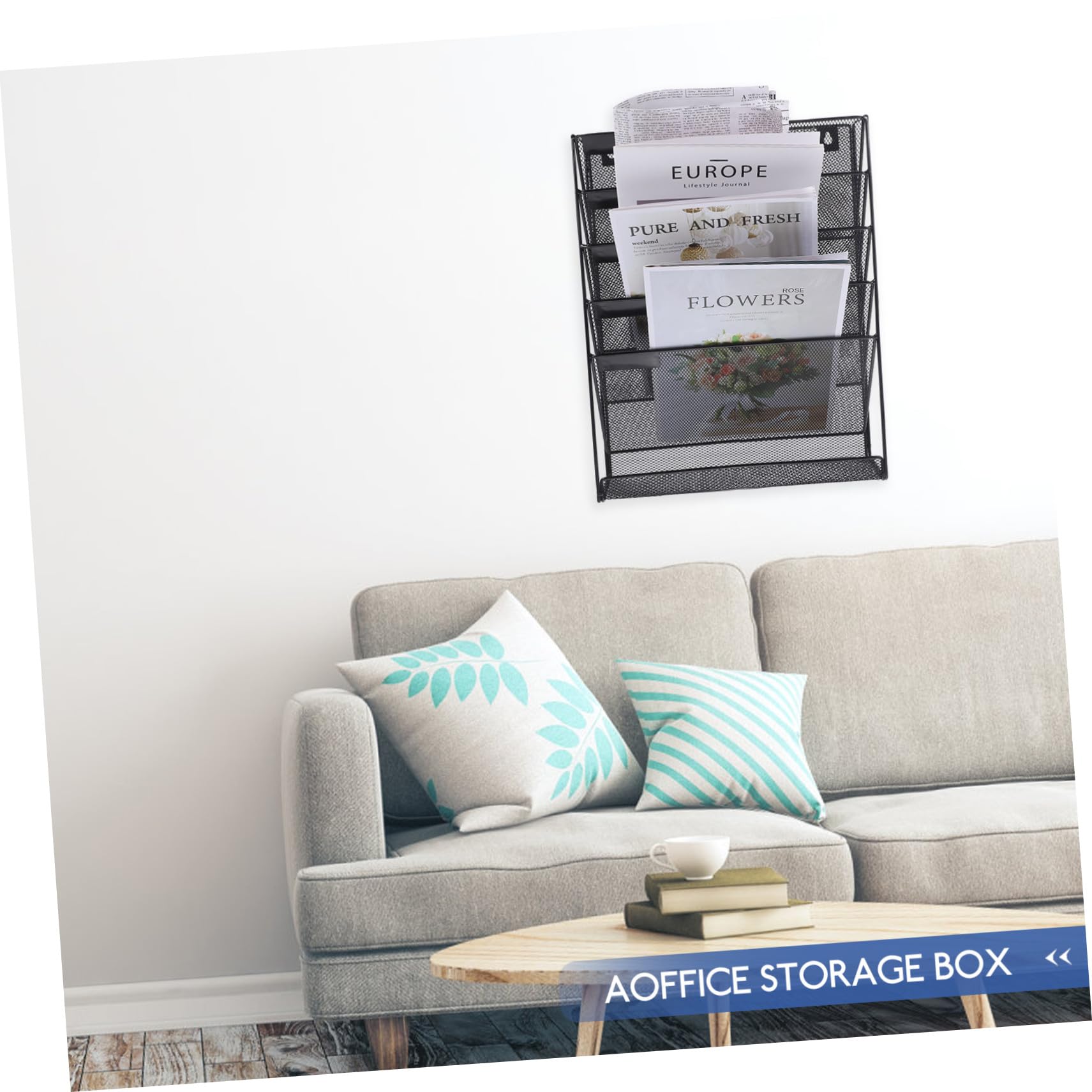 Didiseaon Organisateur Mural de Documents à Compartiments Porte-fichiers Empilable Maille Métallique Noir Support Mural Gain de Place pour Bureau et Maison