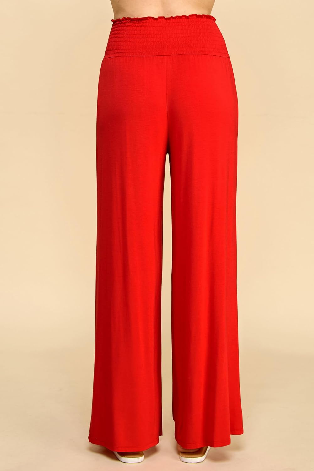 Made By Johnny Women's Elastic High Waisted Palazzo Pants Casual Wide Leg Long Lounge Pant Trousers with Pocket - Image 3