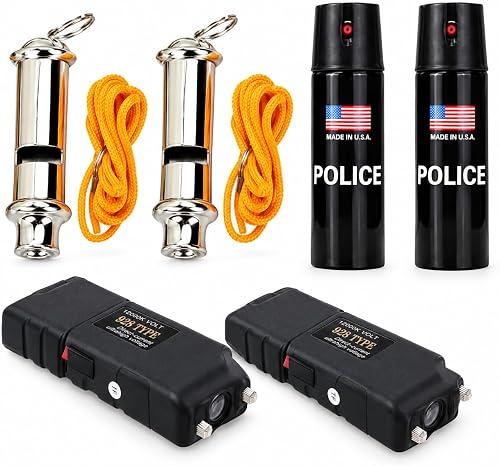 Personal Safety Kit with Stun Gun, Pepper Spray and Whistle