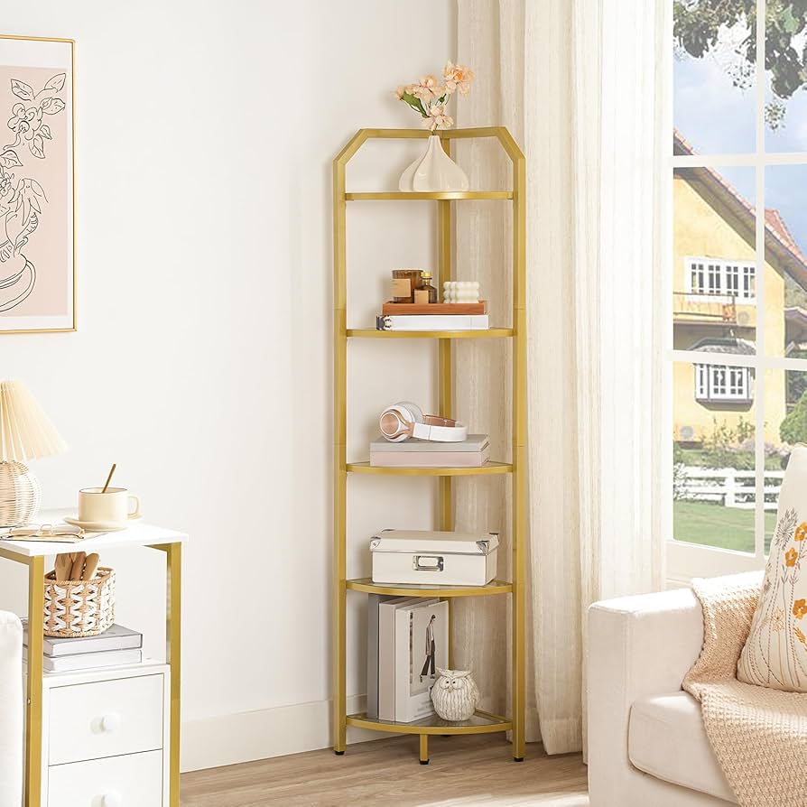 置物 Gold prestige Amazon.com: HOOBRO 5-Tier Corner Shelf Stand, Gold Corner