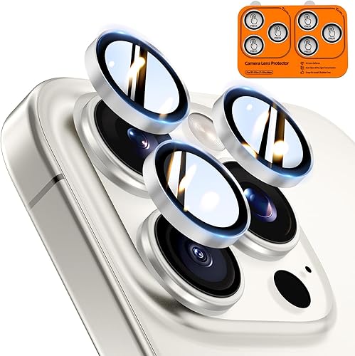 Miniatura 23 de TOCOL Protector de lente de cámara para iPhone 15 Pro Max/Protector de lente de cámara para iPhone 15 Pro de vidrio templado HD individual,