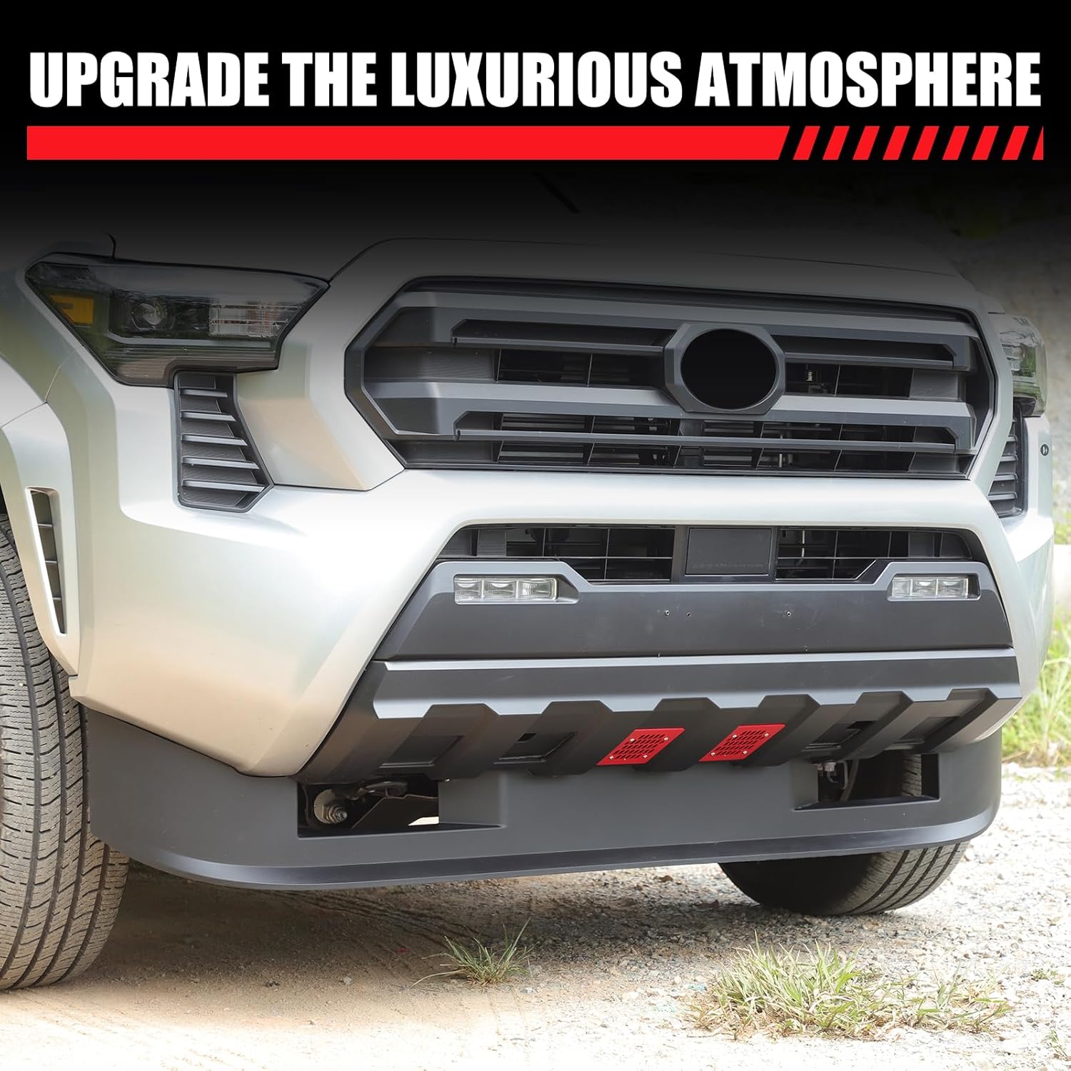 Daeiclru Front Bumper Lower Air Intake Air Vent Cover Compatible with Toyota Tacoma 2024 2025, Front Grill Mesh Insert Air Inlet Vent Trim Exterior Protection Accessories (Red)