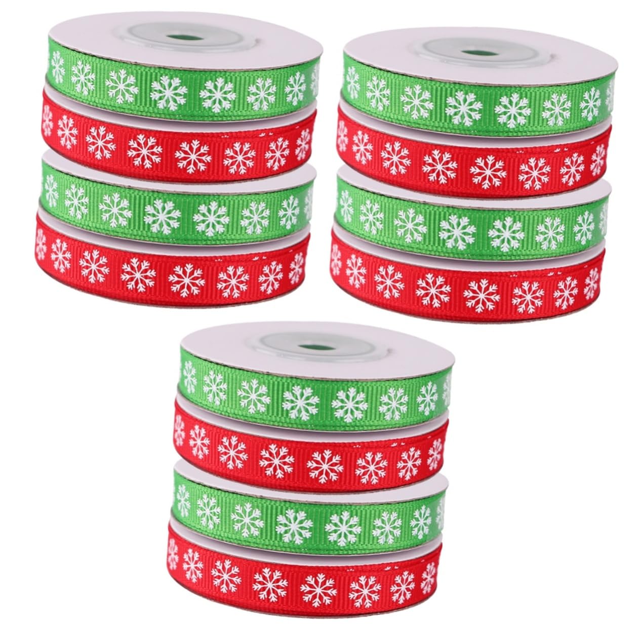 Angoily 12 Rollen Weihnachts Dekoband Breit Schneeflocken Geschenkband für DIY Geschenkverpackung Partydeko Rot Grün