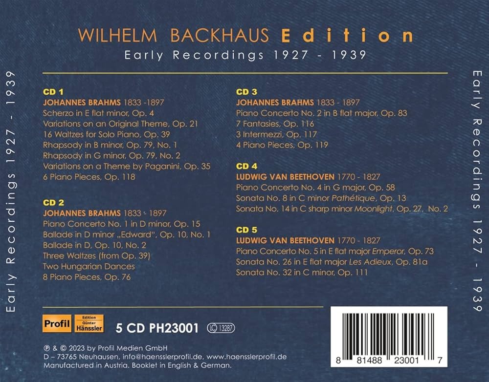 Amazon.co.jp: Wilhelm Backhaus Edition: ミュージック