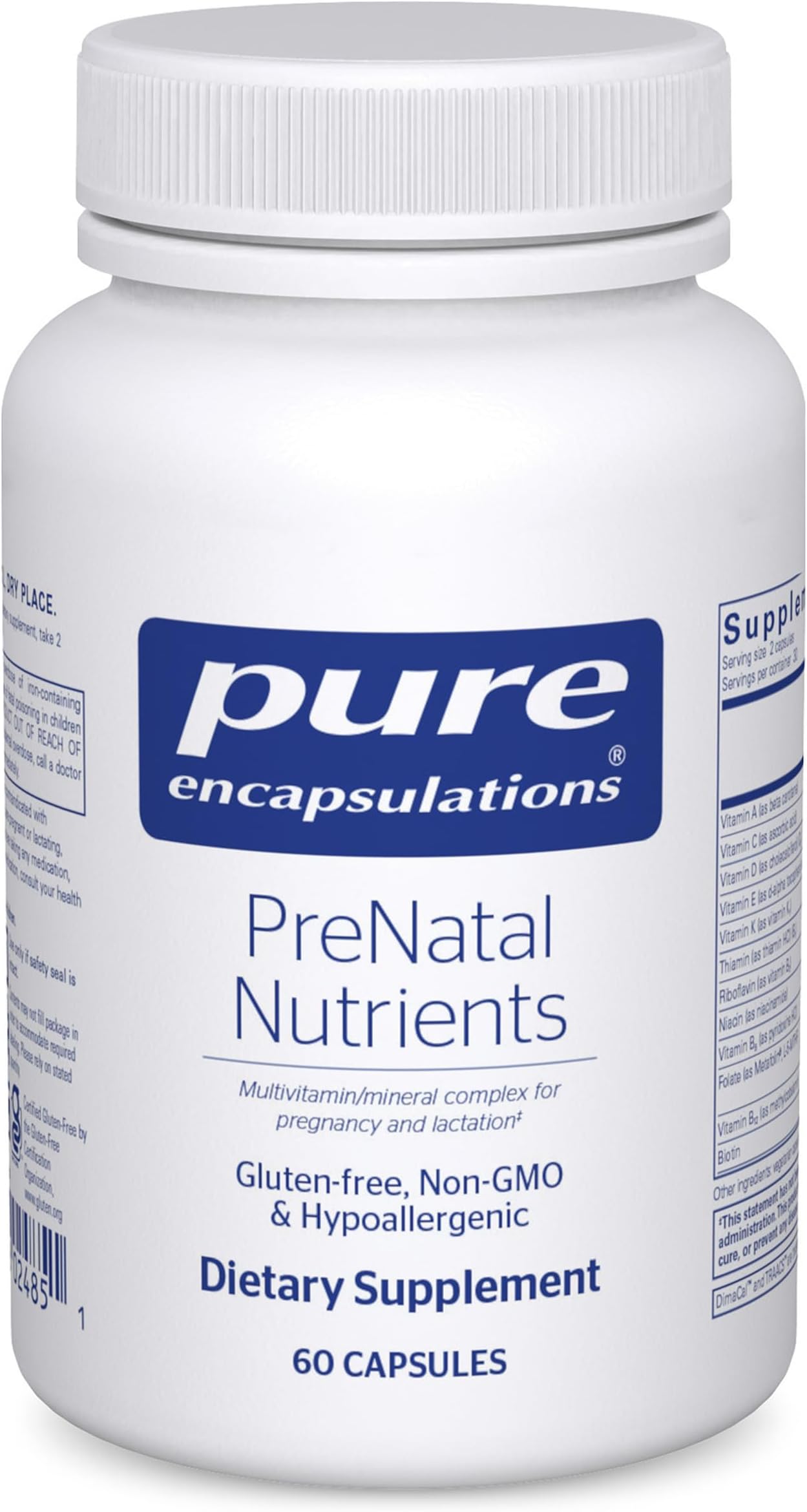 PreNatal Nutrients - for Pregnancy & Lactation - Aids Energy & DNA Development* - with Folate, Choline & Iron - Gluten Free & Non-GMO - 60 Capsules