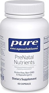 Pure Encapsulations PreNatal Nutrients - for Pregnancy & Lactation - Aids Energy & DNA Development* - with Folate, Choline & Iron - Gluten Free & Non-GMO - 60 Capsules