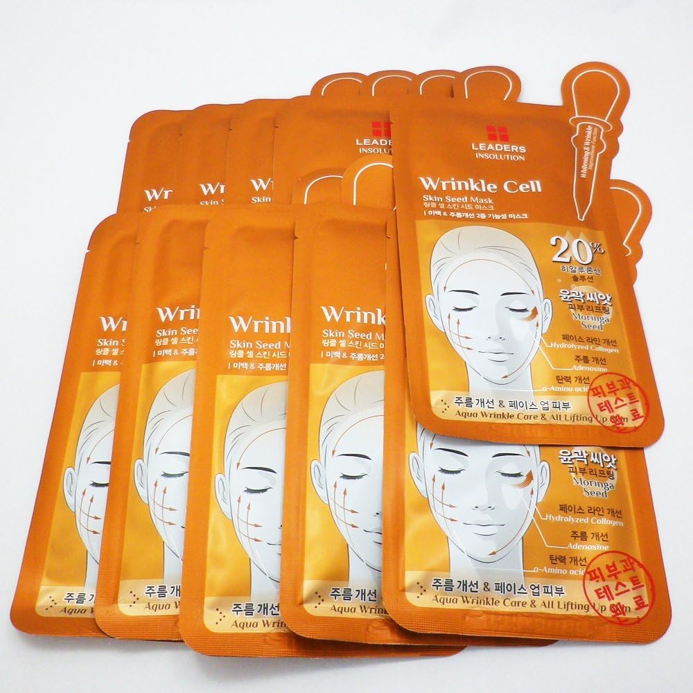 Leadersinsolution Wrinkle Cell Skin Seed Face Mask Facial Mask Sheet 27ml 10pcs