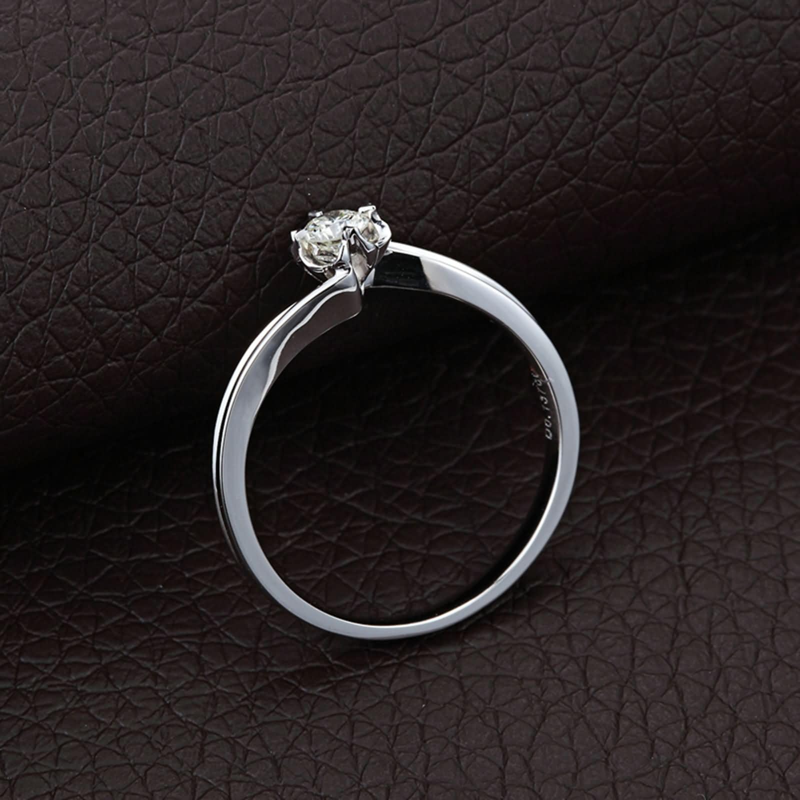 Anelli Fidanzamento Oro Bianco 9 Kt / 14 Kt / 18 Kt Donna, Solitario Rotondo con Diamante da 0,13ct, Anello Fidanzamento di Argento Donna