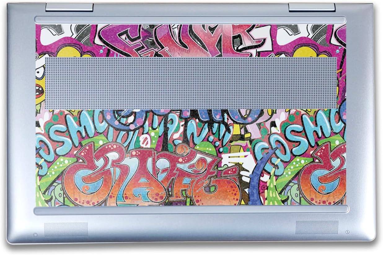 Glossy Glitter Laptop Skin Compatible with HP Envy x360 14” (2023) - Funky Graffiti - Premium 3M Vinyl Protective Wrap Decal Cover - Easy to Apply | Crafted in The USA by MightySkins