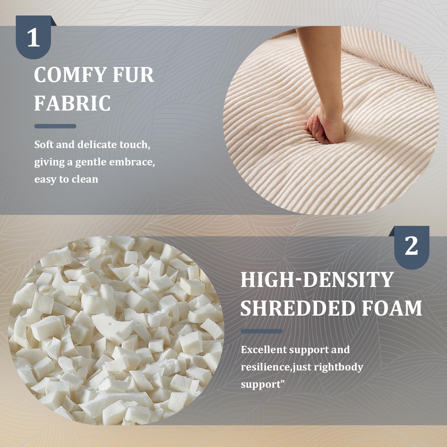 MOJAY Giant Bean Bag Chair, Oversized Plush Fluffy Lounge Chair with Filling, Comfy Stuffed Sofa with Backrest for Adults and Teens, Cozy for Gaming, Reading and Relaxing in Bedroom or Living Room