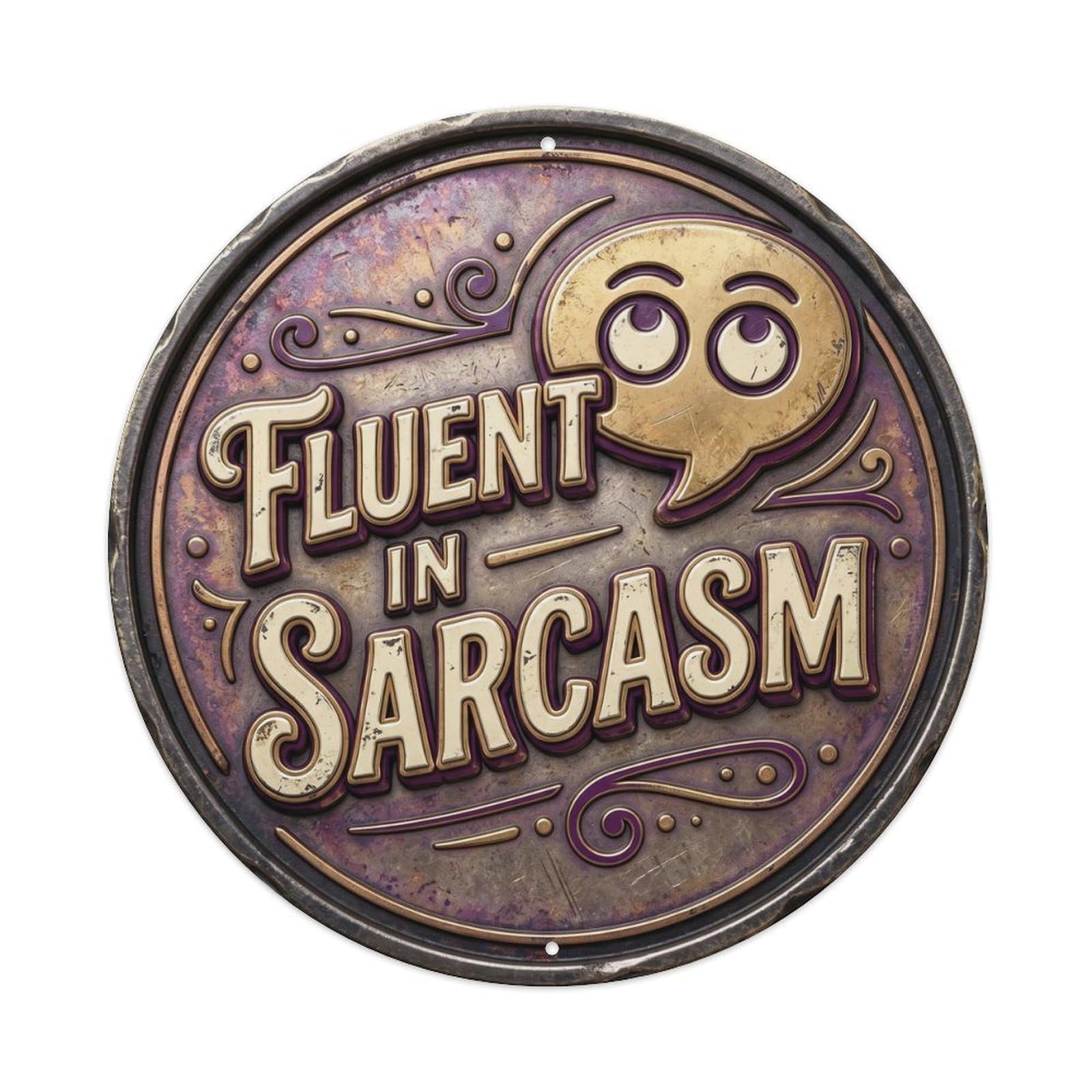Fluent in Sarcasm Nostalgic Garage Accessory Retro Slogans Metal Tin Sign