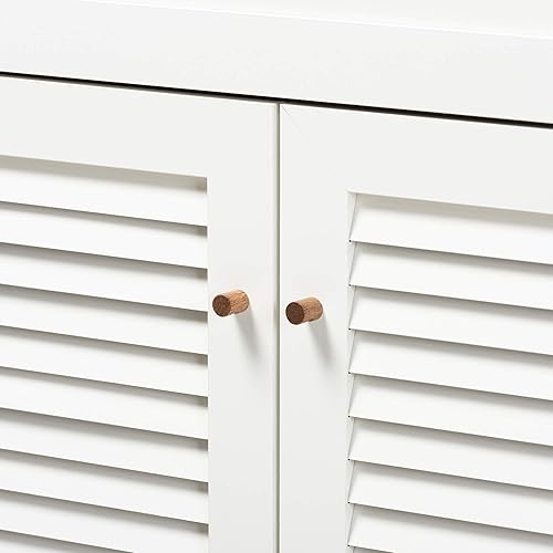 Miniatura 7 de Baxton Studio Zapateros, Blanco/Nogal