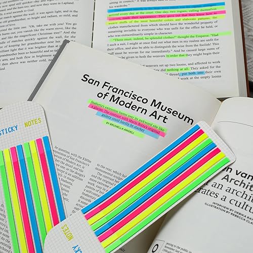 Miniatura 3 de 640 unidades de cinta resaltadora a rayas, pestañas de página larga, pestañas adhesivas transparentes para marcadores de página, marcadores de