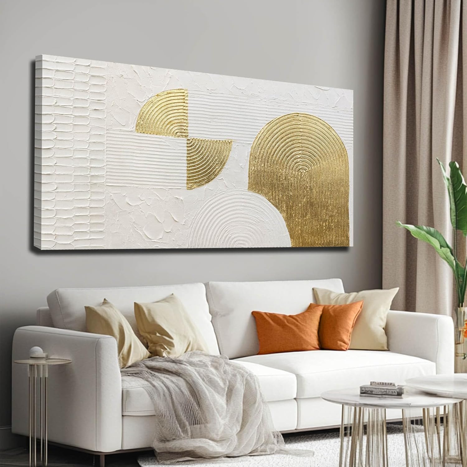 VAYIMDH White Wall Artwork Floral Wall Painting Modern Wall Art 24"x48" Large Pictures for Living Room Kitchen Wall Poster Canvas